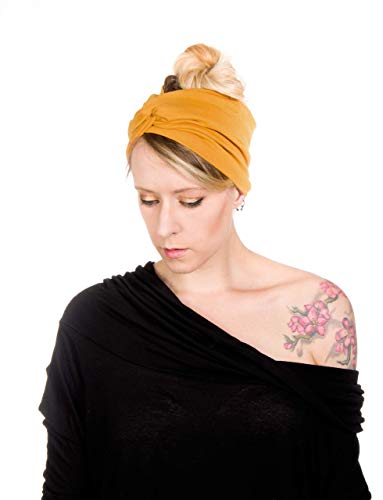 Twist Headband Extra Wide Scrunch Turban (Mustard Yellow) - color: Mustard Yellow