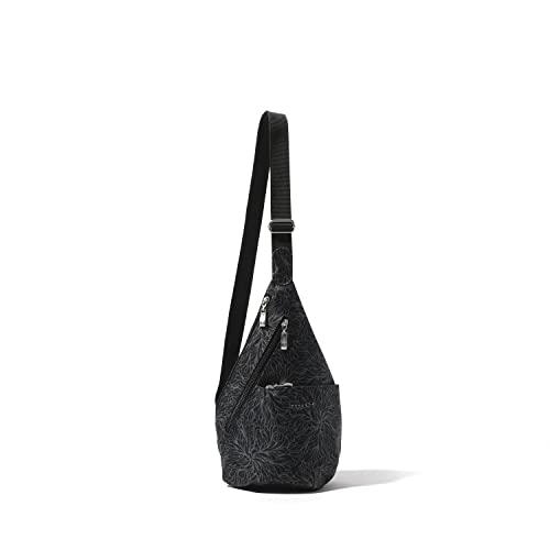 Baggallini Mini Sling - 12x7 Sling Crossbody Bag Backpack with Adjustable Shoulder Strap - color: Midnight Blossom
