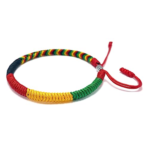 LAMIBEE Country Pride, Country Flag Code Bracelet, Protection and Lucky Sufer String Bracelet, Tibetan Wrist Wrap Bracelet, Boho Style Rope Bracelet for Women, Men, String Thread Bracelets - color: Africa