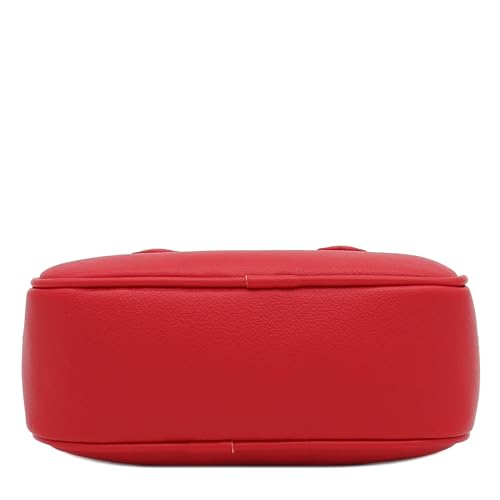 FashionPuzzle Mini PU Leather Satchel Purse Top Handle Crossbody Bag - color: Red