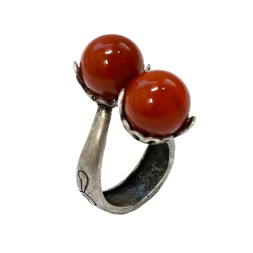 Korean Style Gemstone Hanbok Ring for Women – Adjustable Cherry Ring Traditional Korean Jewelry, Gift Box Option, Fashion Accessory for Daily & Special Occasions - color: Rededshi Brown