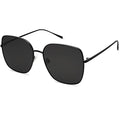 SOJOS Trendy Oversized Square Metal Frame Sunglasses for Women Men Retro Big Flat Lens UV Protection Sunglasses SJ1146 - color: Black/Grey