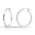 Hoops & Loops 925 Sterling Silver Diamond-Cut Hoop Earrings for Women, 2mm Textured Lightweight Click Top Hoops, 15mm 20mm 25mm 30mm, Silver 14k Yellow Gold & Rose Gold Flash Plated - color: Silver - 20mm (0.78'')