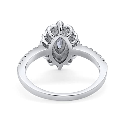 Blue Apple Co. Vintage Style Art Deco Marquise Wedding Engagement Bridal Ring Round Simulated Cubic Zirconia 925 Sterling Silver - color: Simulated Cubic Zirconia