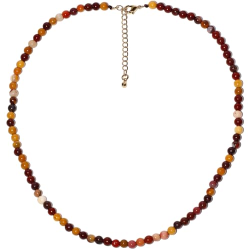 Simple Choker Necklace for Women Real Stone and Crystals Necklaces 4mm Beaded Choker Jewelry Meditation Gift for Women (16"+2") - style: Egg Yolk Stone
