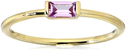 Amazon Essentials 18K Yellow Gold Plated Sterling Silver Cubic Zirconia Fashion Stackable Ring - color: Alexandrite Purple,June, size: 8