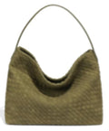 Slouchy Suede Woven Hobo Bags Women Trendy Suede Purse Crossbody Crescent Shoulder Satchel Bag Top Handle Tote Handbag | Slouchy - color: Dark Grass Green