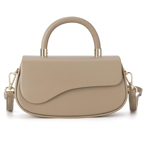 Milan Chiva Small Top Handle Purse for Women Elegant Crossbody Bag with Adjustable Strap for Evening Party & Daily Use - color: Camel