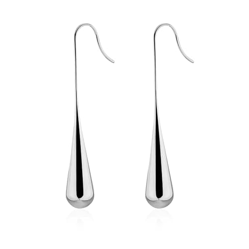 Long Gold Earrings Dangle Drop For Women Fashion Simple Teardrop Big Earrings - color: Silver