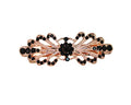 Faship Black Small Mini Floral Hair Barrette Clip - color: Black / Rose Gold Plated