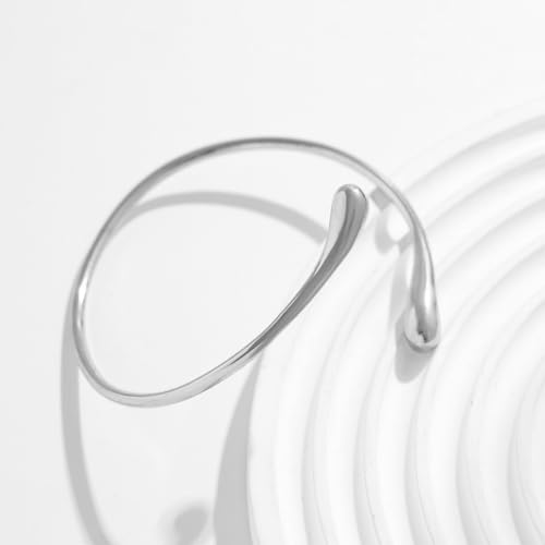Silver Arm Cuff for Women Open Adjustable Armband Stackable Upper Arm Bracelet Bangle Minimalist Summer Beach Cuff Jewelry - color: Silver Arm Cuss AB