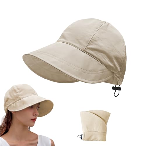 huablo UPF 50+ Womens Sun Hat Wide Brim Sun Hat UV Protection Hiking Fishing Hat Adjustable Head Circumference for Easy Carry - color: Beige