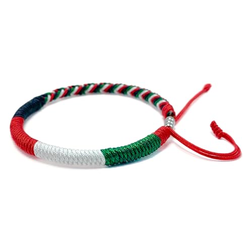 LAMIBEE Country Pride, Country Flag Code Bracelet, Protection and Lucky Sufer String Bracelet, Tibetan Wrist Wrap Bracelet, Boho Style Rope Bracelet for Women, Men, String Thread Bracelets - color: Palestine