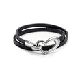 Long tiantian Leather Bracelets for Women Men Heart Wrap Bracelets Western Jewelry Cowgirl Outfits Birthday Gifts for Her - color: A5：black leather bracelet
