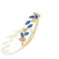Dainty Rings Open Adjustable Ring Leaf Ring for Women Dainty Stackable Rings for Women - color: Blue