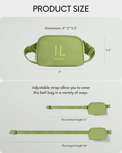 ODODOS Unisex Mini Belt Bag with Adjustable Strap Small Fanny Pack for Workout Running Traveling Hiking, Olive - color: Olive