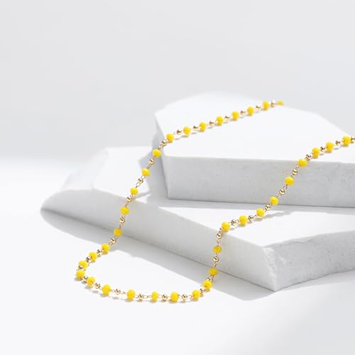 Beaded Choker Necklaces for Women 18k Gold Plated Dainty Gold Choker Necklaces for Women - style: yellow choker