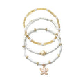 Vivian&CD Boho Shell Anklets Bracelet for Women Waterproof, Gold Layered Seashell Starfish Puka Shell Anklet, Adjustable Colorful Beaded Stack Stretch Bead Bracelet Set, Fashion Beach Foot Jewelry for Hawaii Summer Vacation - style: Starfish3