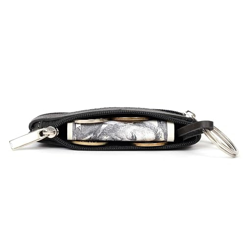 Coin Purse for Men,Coin Pouch for Men,Genuine Leather Mens Tray Purses Coin Purse Cash Change Wallet Key Holder Money Pouch (Black) - color: Black