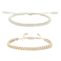 1/2Pcs Set Tibetan Rope Braided Rope String Adjustable Bracelet for Women Men Jewelry Handmade Bohemian Lucky Protection Bracelet Colorful - color: 2 white