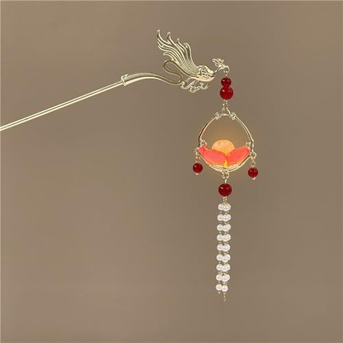 Lantern Light Hairpin Hair Stick Hair Accessories Coiled Tassel Hair Antique Hair pin for Women #09 - color: Color 034#09