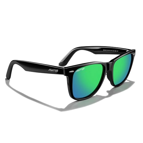 MERRY'S Classic Square Shape Polarized Sunglasses for Womens Mens Retro Designer UV400 Sun Glasses S6140 - color: Black Frame/Green Mirror Lens