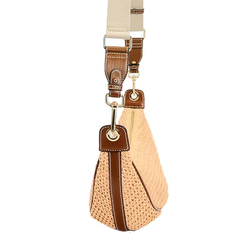 Straw Crossbody Bags for Women Crescent Woven Shoulder Handbag Summer Beach Hobo Purses with Adjustable Strap - color: Orange