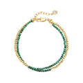 Fettero Beaded Bracelets for Women Charm Natural Stone Handmade Beads White Gold Plated Dainty Gold Bracelets Non Tarnish Boho Summer Beach Vacation Jewelry - color: Green Maq-Layered