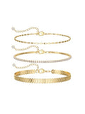 14K Gold/Silver Plated Ankle Bracelets for Women Anklet Set Waterproof Tarnish Resistant Adjustable Dainty Layered Lightweight Hypoallergenic Vacation Beach Pool Party Summer Jewelry Gift - style: Style1