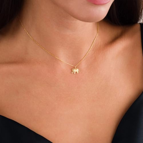 VRIUA Gold Necklace for Women - 14K Gold Plated Dainty Italian Horn Star of David Butterfly Bow Sun Lotus Volleyball Baseball Cowboy Boots Necklace Jewelry Everyday for Women - style: Elephant