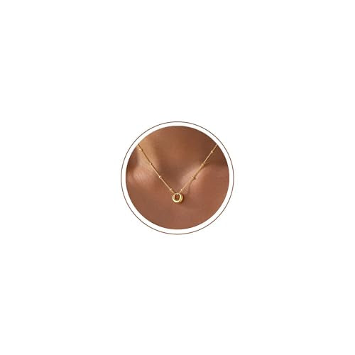 M MOOHAM Gold Necklace for Women Non Tarnish - Dainty 14K Gold Plated Beaded Chain Small Pendant Necklaces Simple Pearl Circle Beads Teardrop Pendant Necklace for Women Trendy Jewelry Gifts - color: Circle Pendant