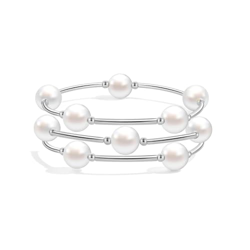 Elegance 11 designs 10mm Crystal White Pearl Blessing Bracelet - style: Style-silver 3pcs