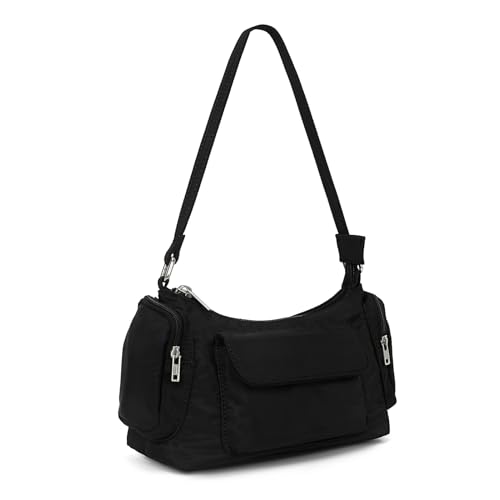 Black Shoudler Bag Nylon Brandy Shoulder Purse Multi-pocket Hobo Handbag for Women