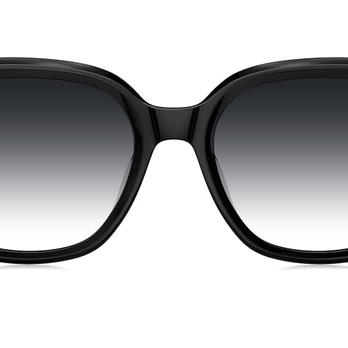 BOLON Women Trendy Cat Eye Polarized Sunglasses, Exclusive Eyewear Brand of EssilorLuxottica - color: Shiny Black/Grey Gradient Non-polarized Small