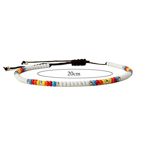 XIJIN 8Pcs Handmade Beaded Anklets for Women Boho Colorful Beads Ankle Bracelets Adjustable Foot Anklet Set - color: A-1