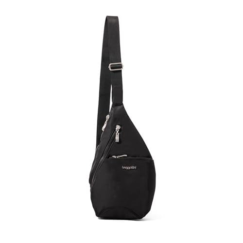 Baggallini Mini Sling - 12x7 Sling Crossbody Bag Backpack with Adjustable Shoulder Strap - color: Black Twill