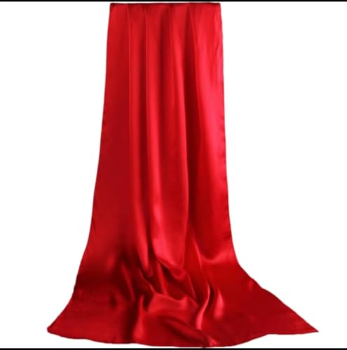 ANDANTINO 100% Silk Long Scarf-Women Large Oblong Shawls with Gift Packed - color: Solid Color-red