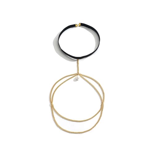 Simple Metal Layered Bead Leg Body Chain Jewelry,Multi-layered Pearl Tassel Thigh Chain Festival Rave Body Jewelry Bikini Thigh Body Chain for Women