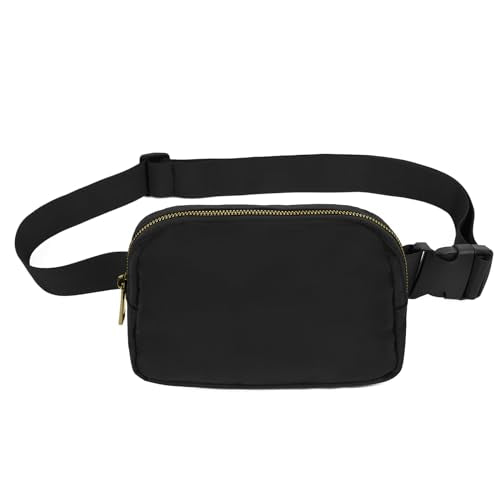 VOROLO Waist Pack for Running Fanny Pack for Women and Men Gift Crossbody Belt Bag Bum Bag with Adjustable Strap for Sports for Men and Women Black with rope - color: Black, style: 1 Pack No Rope