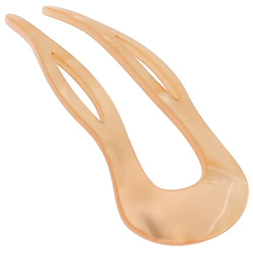 Camila Paris CP3416 French Twist Stick Clip Pins, Peach, Wavy Hair Pin U-Shaped Hair Fork for Girls Spiral Updo Chignon Bun Holder, Fashion Flexible Styling Hair Accessories for Women, Made in France - color: 2-Prong Peach
