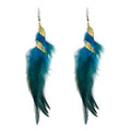 Feather Earrings for Women Bohemian Fringe Tassel Long Drop Dangle Earrings Lightweight Boho Statement earrings - color: blue