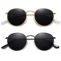 MEETSUN Round Polarized Sunglasses for Women Men Classic Retro Metal Frame Sun Glasses UV Protection - color: (2 Pack) Gold/Grey + Black/Grey