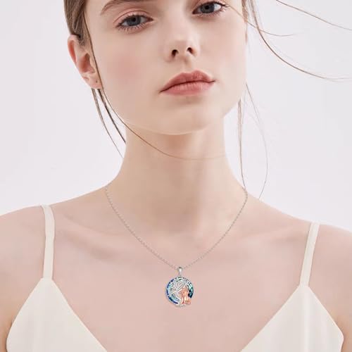 YFN Tree of Life Necklace Sterling Silver Crystal Jewelry Graduation Birthday Gifts for Women - color: Cello