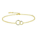 NOKMIT Solid 925 Sterling Silver Bracelets for Women, Dainty Interlocking Circles Cubic Zirconia Adjustable Chain Bracelet, Trendy Stackable Link Bracelets, Simple Cute Jewelry Gifts - color: Gold Interlocking Circles