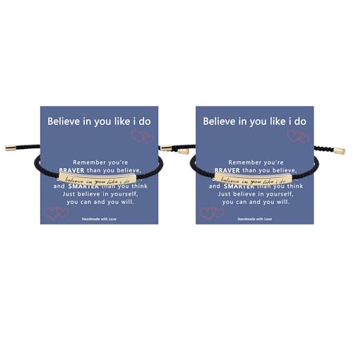 LINY Inspirational Gifts for Women Men, Dont Let The Hard Days Win Gifts, Motivational Inspirational Tube Bracelets Friendship Birthday Meaningful Gift for Friends Female - color: 2Pcs Believe in you like i do-Black+Gold