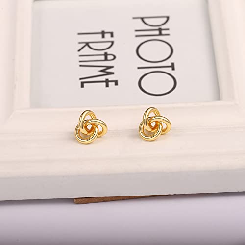 18K Gold Love Knot Stud Earrings for Women Statement Button Pearl Stud Earrings Minimalist Cute Small Post Earring - color: 1. Knot
