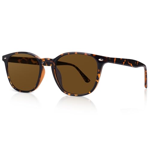 DrRelax Retro Sunglasses Womens Trendy Round Polarized Shades Sun Glasses - color: Leopard Frame Brown Lens