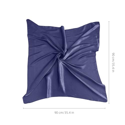 35” Satin Large Square Head Scarves-Like Silk Satin Scarf for Hair Wrapping at Night Bandana Square Scarf for Sleeping - color: Jacquard-navy Blue