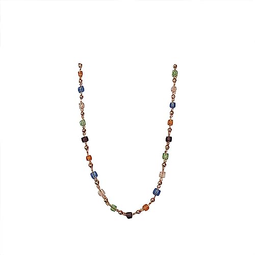 Roe Dolph Colorful Beaded Necklaces for Women Boho Beaded Necklace Beach Surfer Jewelry Handmade White Pink Blue Beads Summer Outfits Accessories - color: G1-Beaded Necklace