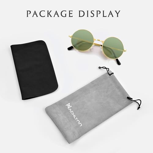 NACHLYNN Round Hippie Sunglasses Metal Border Circle Hippie Glasses UV380 Protection 70s Sunglasses for Men Women Party Favor - color: Deep Green
